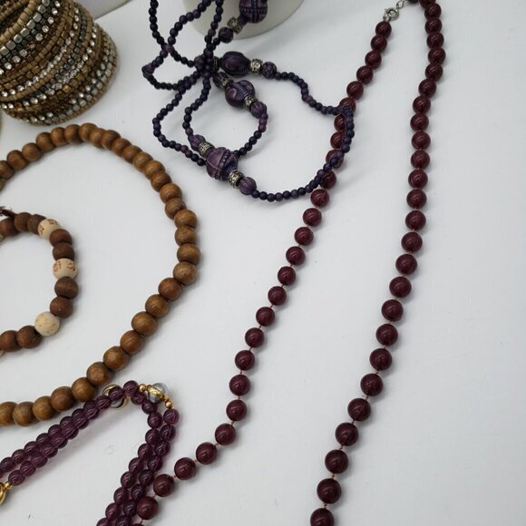Jewelry Lot Natural Brown Colorful Wood Mixed Materials Necklaces Bracelets - Picture 9 of 12